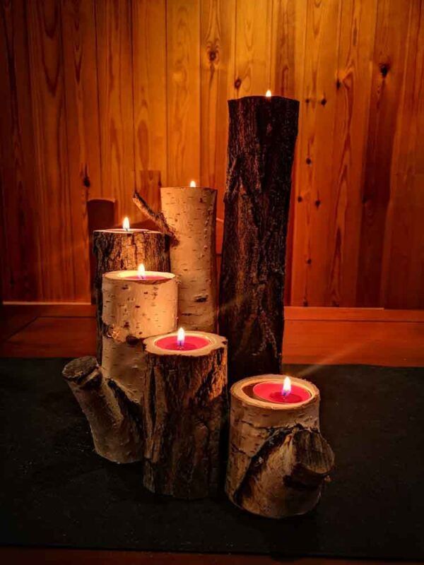 lamparas de troncos de madera
