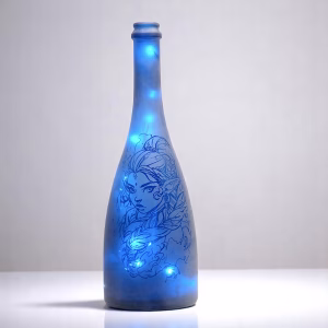 Lámpara elfa botella azul